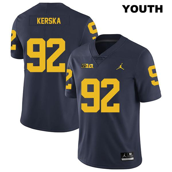 Youth NCAA Michigan Wolverines Karl Kerska #92 Navy Jordan Brand Authentic Stitched Legend Football College Jersey UG25I22LJ